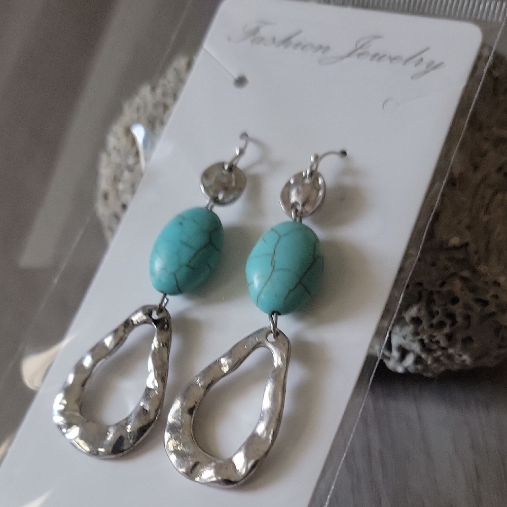 Turquoise and Silver Dangle Earrings